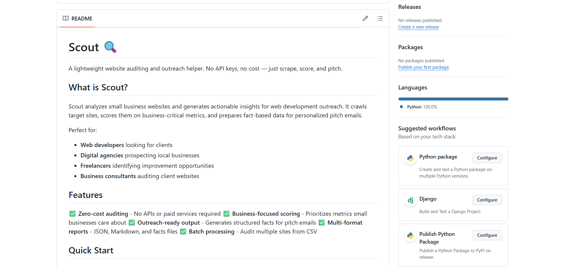 Web Scout screenshot